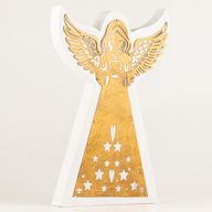 Mango Wood Angel - Whitewash with Iron Decor Cut Out - 39cm