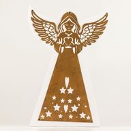 Mango Wood Angel - Whitewash with Iron Decor Cut Out - 39cm