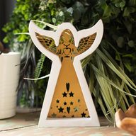 Mango Wood Angel - Whitewash with Iron Decor Cut Out - 39cm