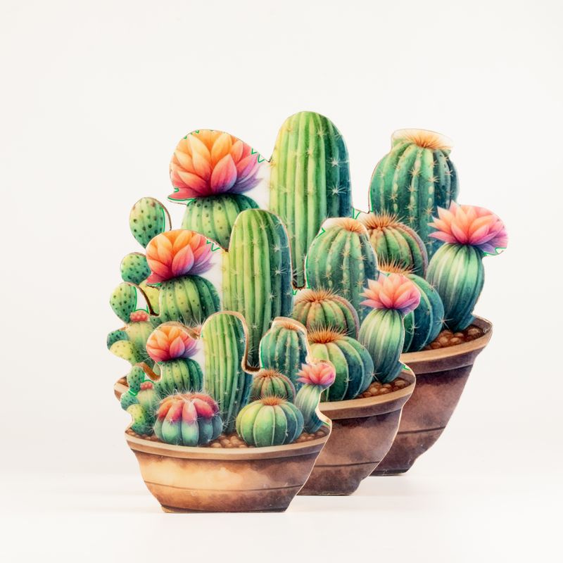Wooden House Plants - Medium Cactus Garden