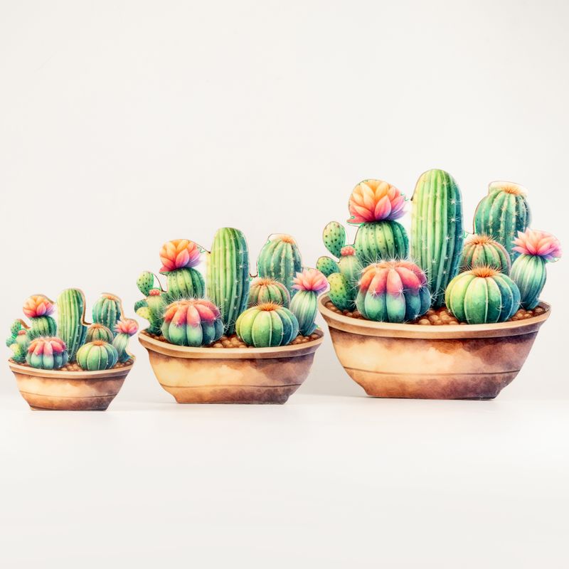 Wooden House Plants - Medium Cactus Garden
