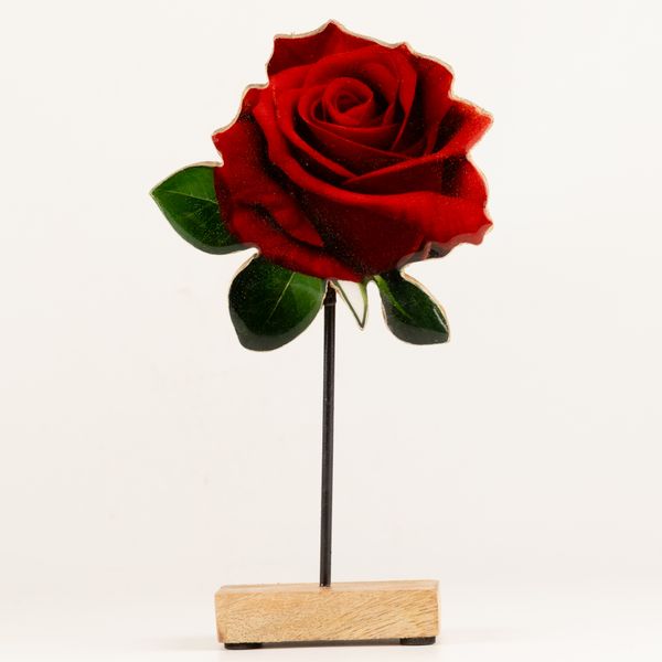 Wooden House Plants - Large Single Rose