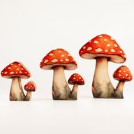 Wooden House Plants - Mini Redcap Mushroom