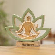 Wooden Yoga Lady - Lotus Flower - Sage - Harmony