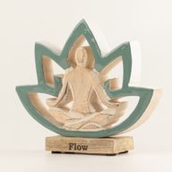 Wooden Yoga Lady - Lotus Flower -Teal - Flow
