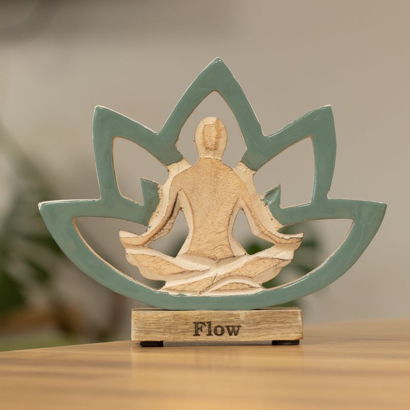 Wooden Yoga Lady - Lotus Flower -Teal - Flow