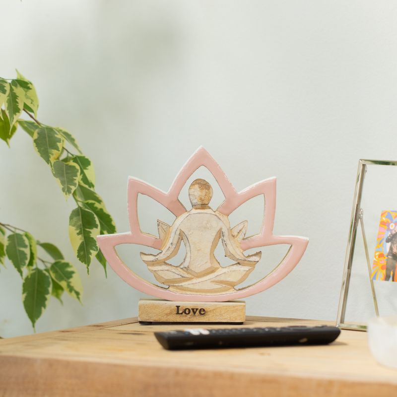 Wooden Yoga Lady - Lotus Flower - Dusty Pink - Love