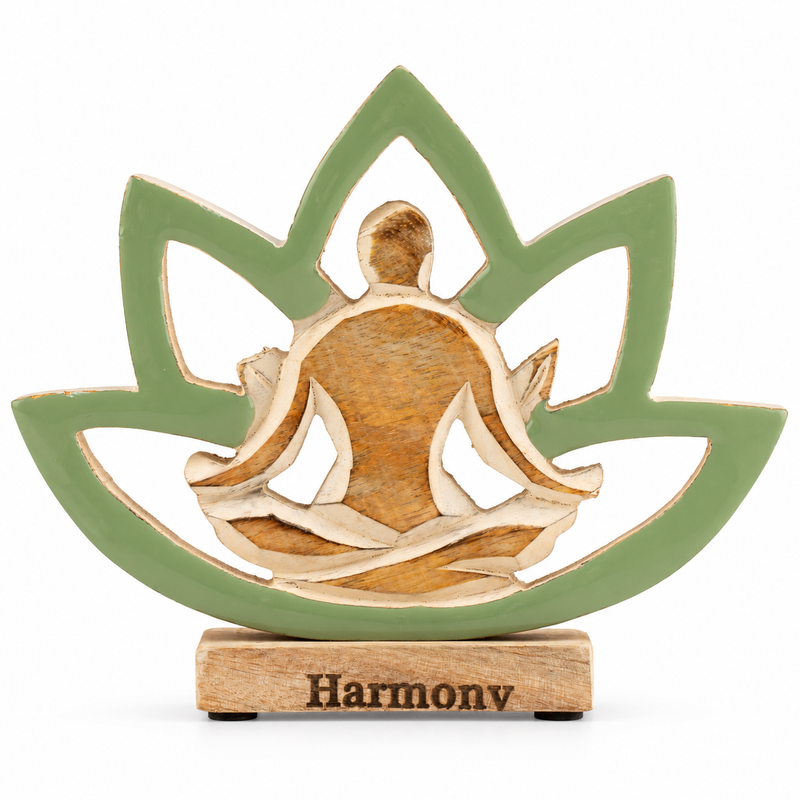 Wooden Yoga Lady - Lotus Flower - Sage - Harmony