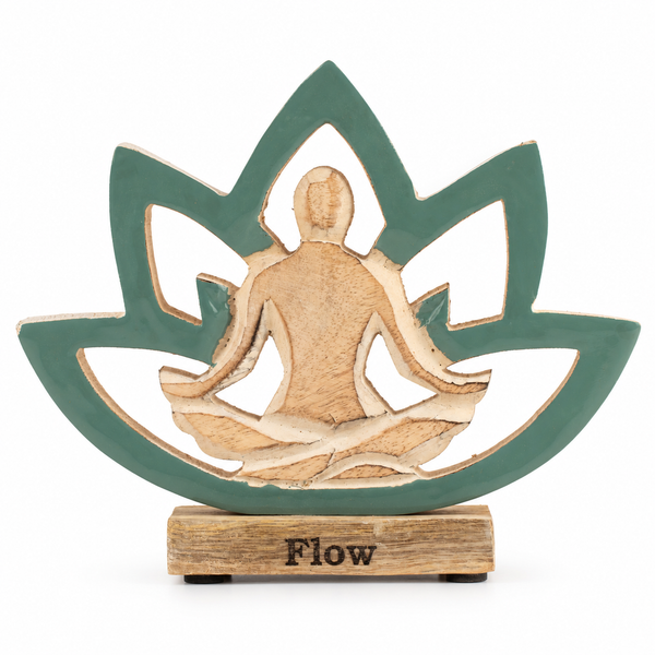 Wooden Yoga Lady - Lotus Flower - Teal - Flow