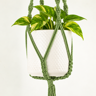 Simple Macrame Pot Holder - Green