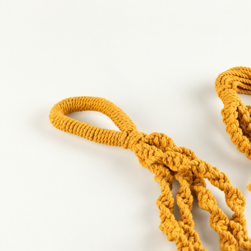 Simple Macrame Pot Holder - Mustard