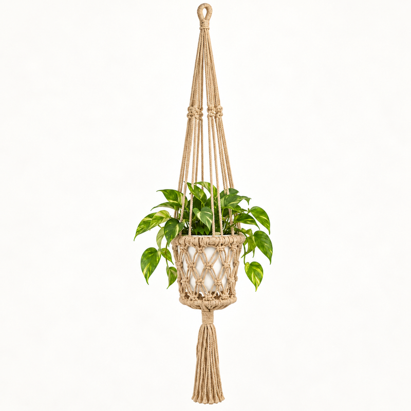 Macrame Pot Holder - Camal
