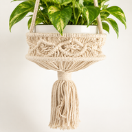 Lrg Macrame Pot Holder  - Natural