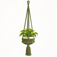 Lrg Macrame Pot Holder  - Green