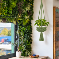 Lrg Macrame Pot Holder  - Green