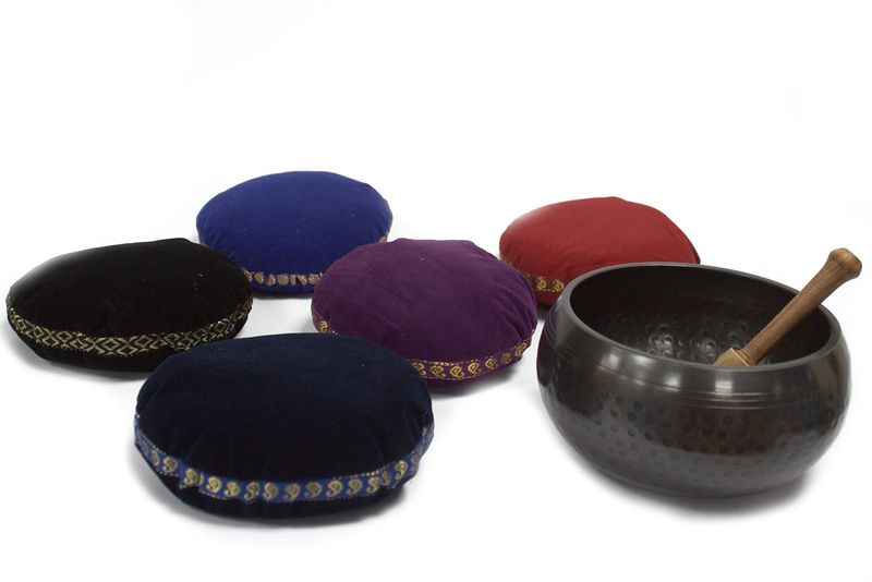 Singing Bowl Velvet Cushion - 11cm (Assorted Colours)