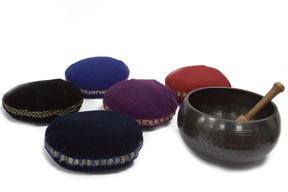 Singing Bowl Velvet Cushion - 11cm (Assorted Colours)