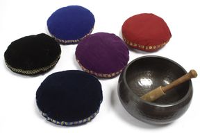 Singing Bowl Velvet Cushion - 11cm (Assorted Colours)