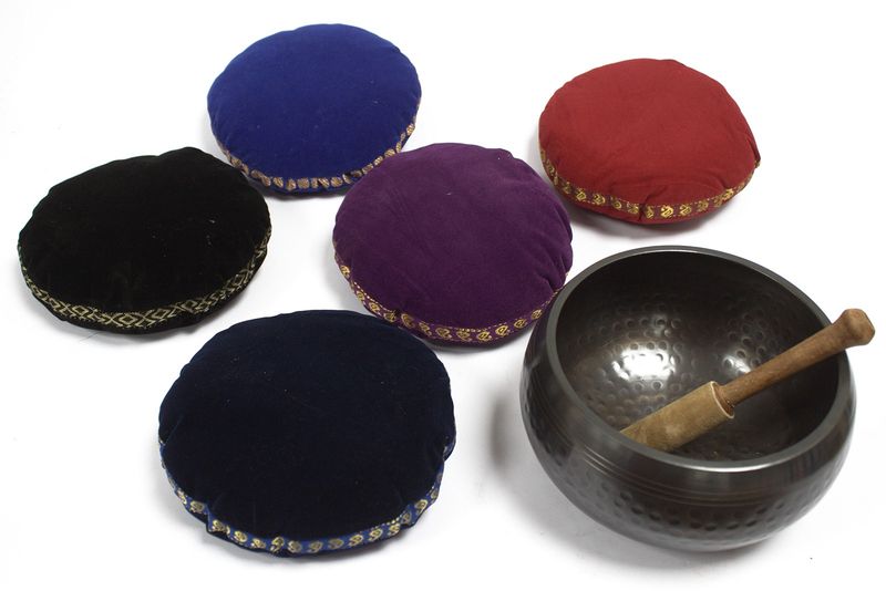 Singing Bowl Velvet Cushion - 11cm (Assorted Colours)