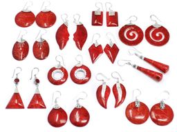 Coral Style Silver Earrings - Leaf Drop