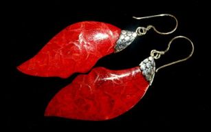 Coral Style Silver Earrings - Leaf Drop