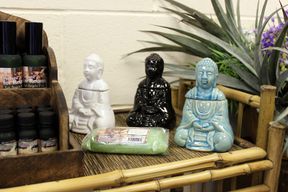 Sitting Buddha Oil Burner - Blue