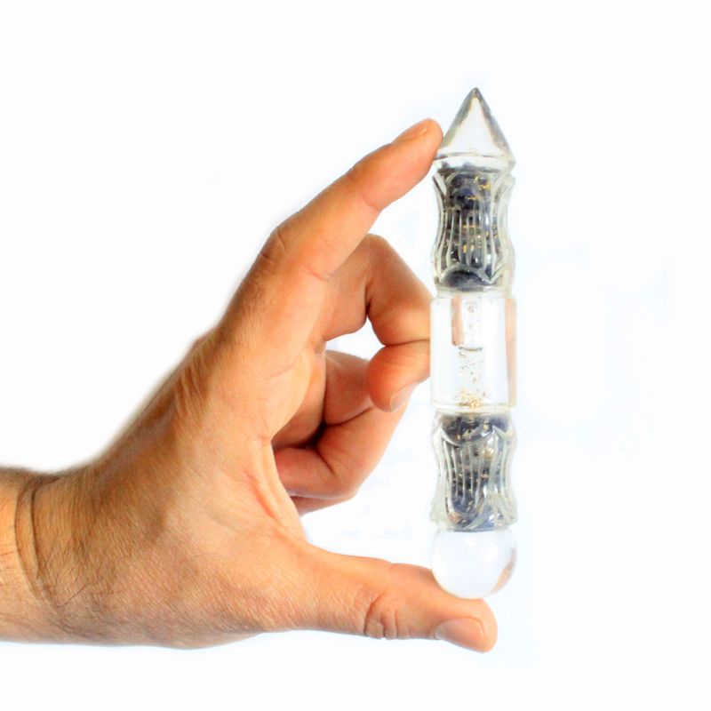 Orgonite Water Wand 14cm Carved with Copper & Gemchips