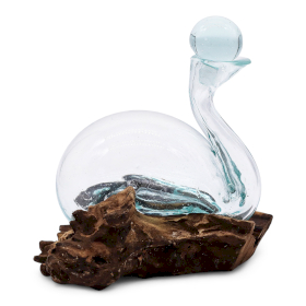 Molten Glass Duck Decanter on Wood with Stopper