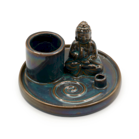 Multi Purpose Buddha Incense Plate - Ceramic Blue