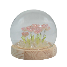 Floral Glow Garden Dome - 10 Pink Roses - LED USB
