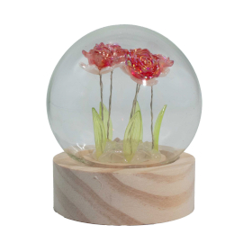 Floral Glow Garden Dome - 5 Red Roses - LED Battery