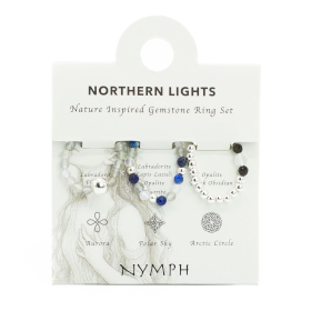 3x Nymph Spirit Gemstone Ring Set - Northern Lights