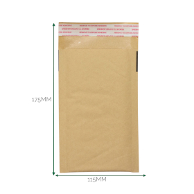 50x Kraft Padded Bubble Envelope (115x175+40mm)