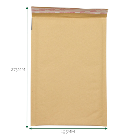 50x Kraft Padded Bubble Envelope (195x275+40mm)