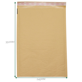 25x Kraft Padded Bubble Envelope (245x350+40mm)