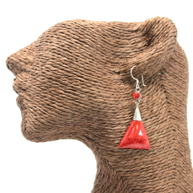 Coral Style 925 Silver Earring - Triangle Double Drop