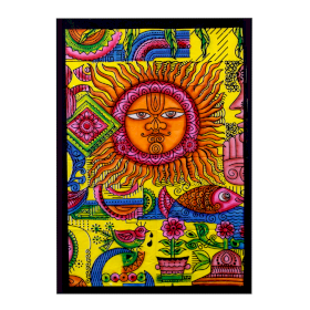 Handbrushed  Cotton Wall Art - Sun