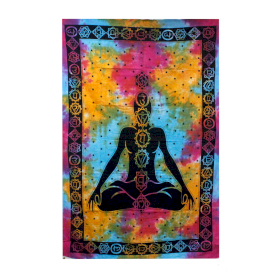 Single Cotton Bedspread + Wall Hanging - Chakra Buddha