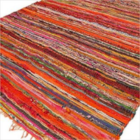 152 x 90cm Luxury Rag Rug - Orange