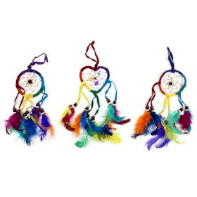 6x Bali Dreamcatchers - Small Heart - Rainbow