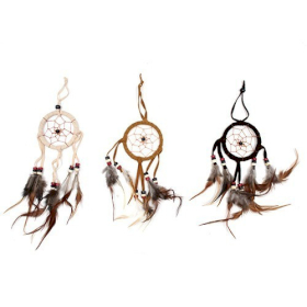 6x Bali Dreamcatchers - Small Round - Cream/Coffee/Choc