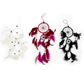 6x Bali Dreamcatchers - Medium Round - Black/White/Red