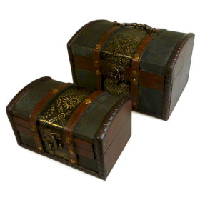Sets of 2 Colonial Boxes - Metal Embossed