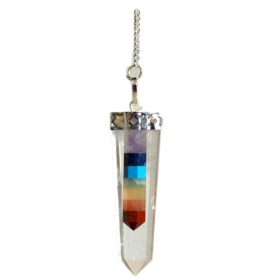 Crystal - 7 Chakra Bounded Thin Point Flat Pendant