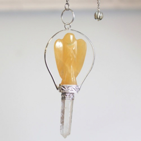 Angel Pendulum with Ring- Yellow Quartz