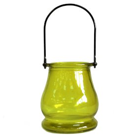 3x Recycled Candle Lantern - Moss