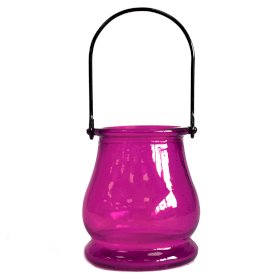 3x Recycled Glass Tealight Lanterns - Violet