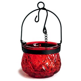 3x Moroccan Style Hanging Candle Lantern - Ruby