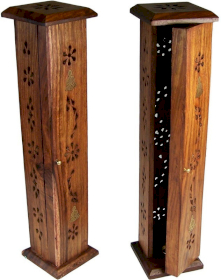 2x Square Incense Tower - Brass inlay
