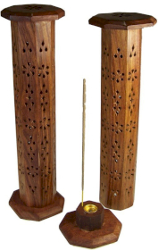 2x Sheesham Hexagonal Incense Tower